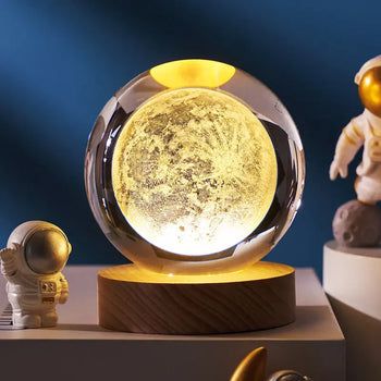 Luminária Universe 3D com Base de Madeira - Incrível para seu ambiente