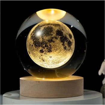 Luminária Universe 3D com Base de Madeira - Incrível para seu ambiente